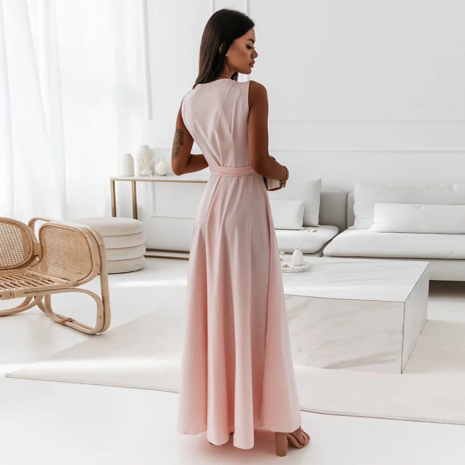 Rosé Belted Wrap Maxi Dress alternate