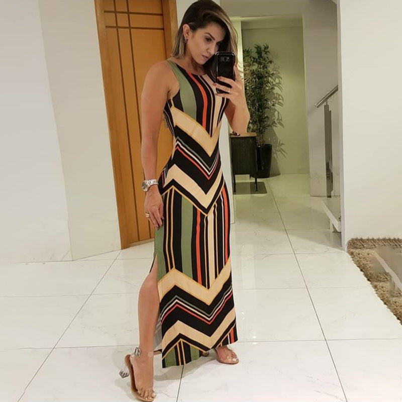 Sundance Chevron Side-Slit Maxi Dress
