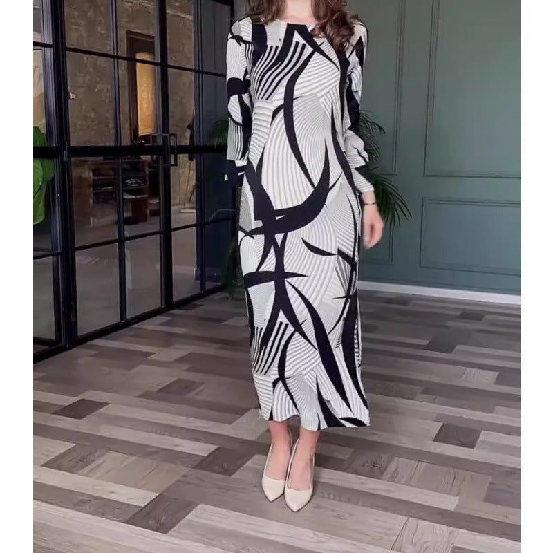 Mosaic Belted Geometric Maxi Dress colorway