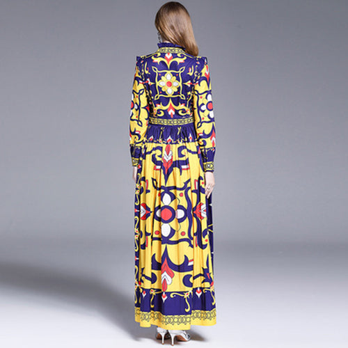 Baroque Medallion Pleated Maxi Dress detail