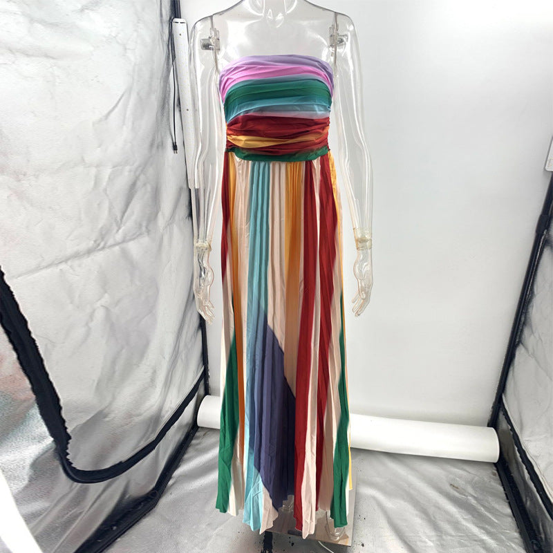 Prism Rainbow Swing Maxi Dress back view