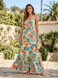 Havana Plunge Tropical Maxi Dress